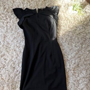 Elegant unique stylish knitee Black Mini Dress with Cap Sleeves